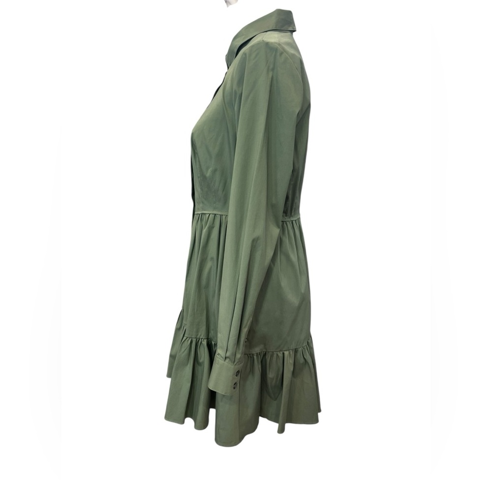 Veronica Beard Delbie Shirt Dress Green Tiered Mini NWT Size 8 - Picture 8 of 10